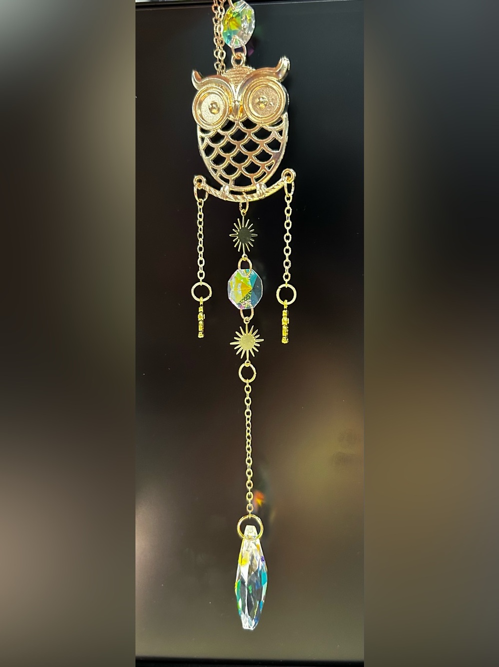Gold Tone Owl Sun Catcher